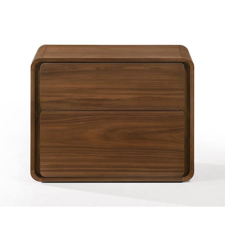 Homeroots Modern Walnut Brown Nightstand with Two Drawers 473028